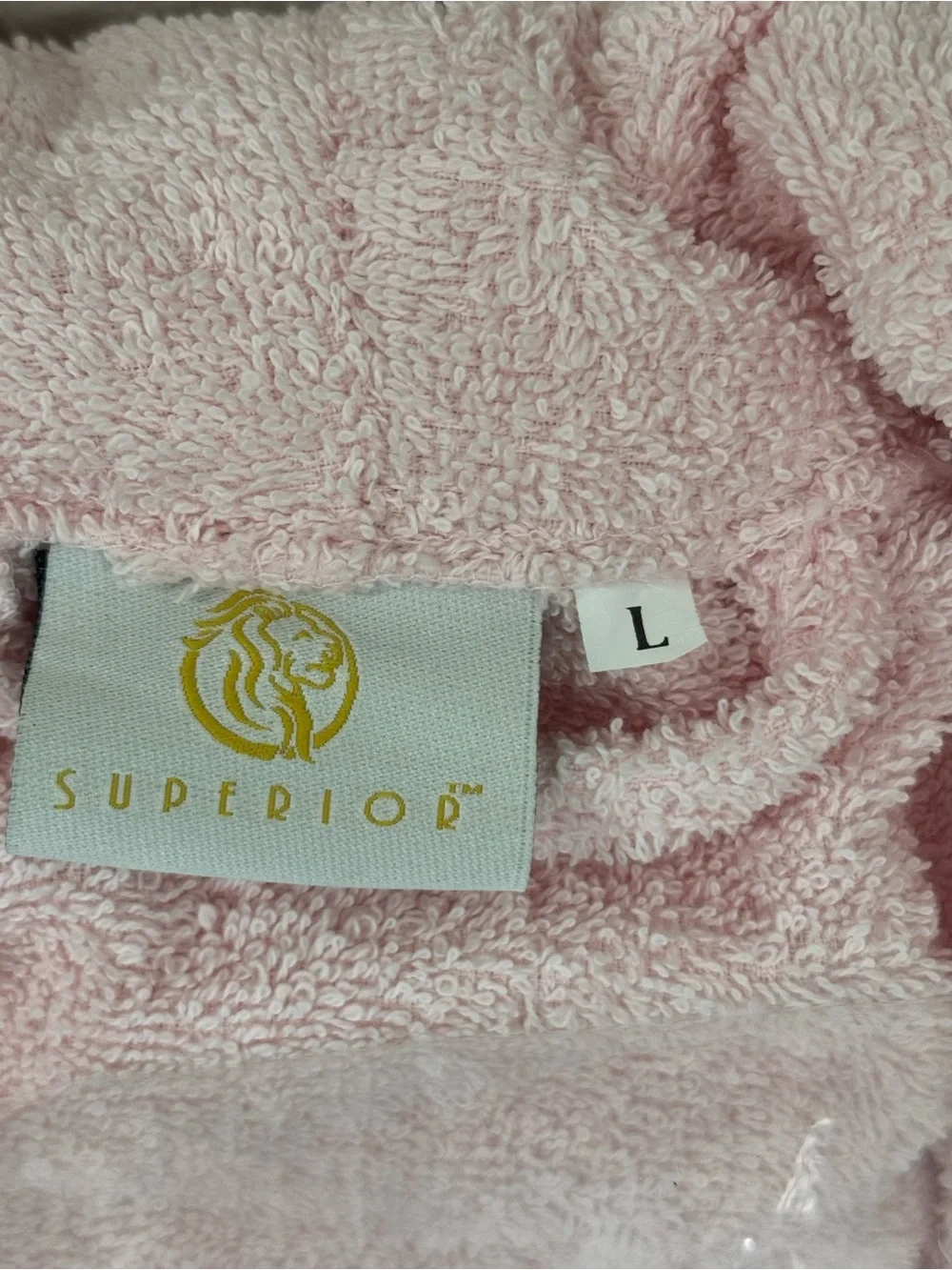 Superior Egyptian Cotton Pink Terry Bath Robe - Large